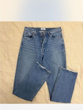 Agolde Freya Medium Blue High-Rise Button-Fly Jeans